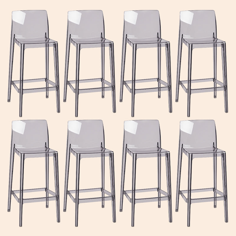 Scandinavian Armless Bar Stool Acrylic Low Back Counter Stool Clear-Grey 8 Piece Set Clearhalo 'Bar Furniture' 'Bar Stools' 'bar_stools' 'furn' 'furn_bar_stools' 'Furniture' 'Kitchen & Dining Furniture' 5569432