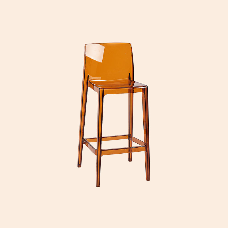 Scandinavian Armless Bar Stool Acrylic Low Back Counter Stool Clear-Brown 1 Piece Clearhalo 'Bar Furniture' 'Bar Stools' 'bar_stools' 'furn' 'furn_bar_stools' 'Furniture' 'Kitchen & Dining Furniture' 5569434