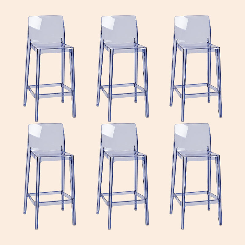 Scandinavian Armless Bar Stool Acrylic Low Back Counter Stool Clear-Blue 6 Piece Set Clearhalo 'Bar Furniture' 'Bar Stools' 'bar_stools' 'furn' 'furn_bar_stools' 'Furniture' 'Kitchen & Dining Furniture' 5569442