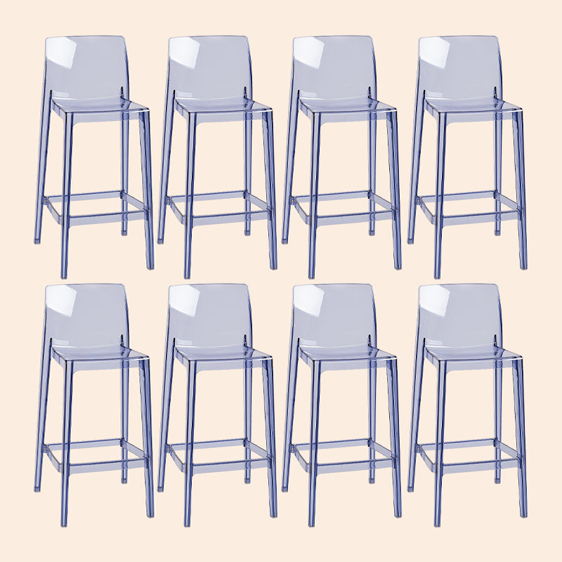 Scandinavian Armless Bar Stool Acrylic Low Back Counter Stool Clear-Blue 8 Piece Set Clearhalo 'Bar Furniture' 'Bar Stools' 'bar_stools' 'furn' 'furn_bar_stools' 'Furniture' 'Kitchen & Dining Furniture' 5569443