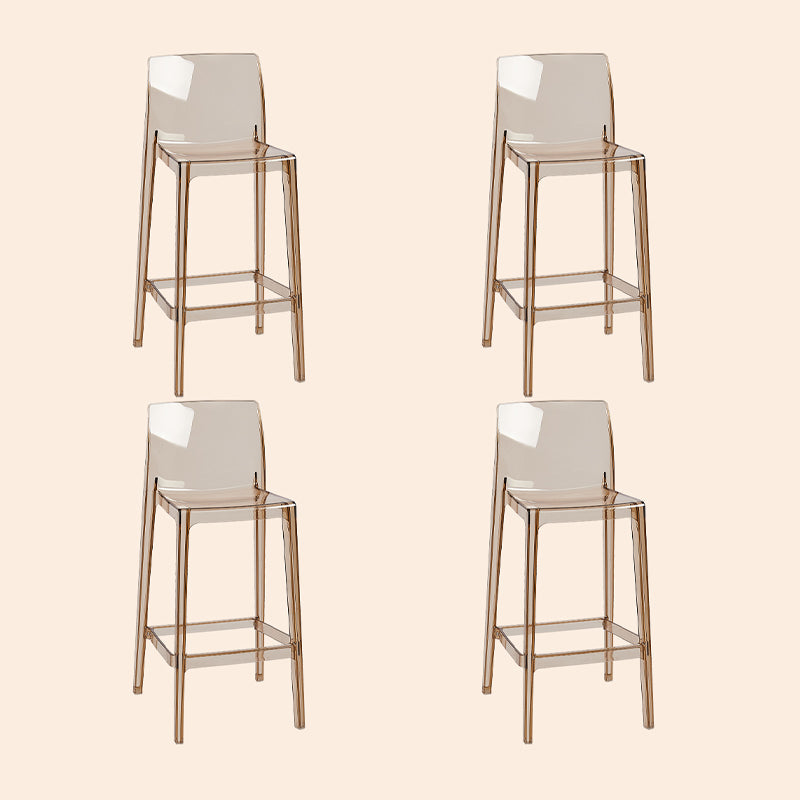 Scandinavian Armless Bar Stool Acrylic Low Back Counter Stool Clear Yellow 4 Piece Set Clearhalo 'Bar Furniture' 'Bar Stools' 'bar_stools' 'furn' 'furn_bar_stools' 'Furniture' 'Kitchen & Dining Furniture' 5569446