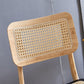 Low Back Solid Wood Bar Stool Modern Rattan Armless Stool for Living Room