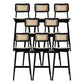 Low Back Solid Wood Bar Stool Modern Rattan Armless Stool for Living Room