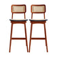 Low Back Solid Wood Bar Stool Modern Rattan Armless Stool for Living Room