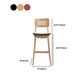 Low Back Solid Wood Bar Stool Modern Rattan Armless Stool for Living Room