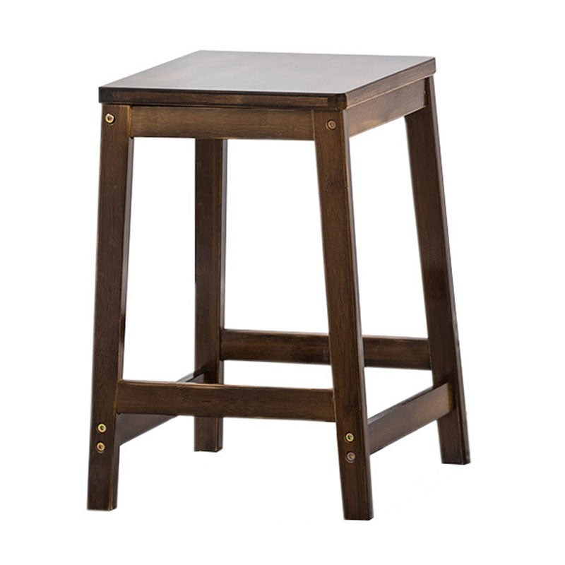 Industrial Square Backless Stool Wooden Footrest Barstool for Living Room Walnut 1 Piece Short Stool(18"H) Clearhalo 'Bar Furniture' 'Bar Stools' 'bar_stools' 'furn' 'furn_bar_stools' 'Furniture' 'Kitchen & Dining Furniture' 5569917