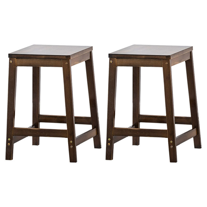 Industrial Square Backless Stool Wooden Footrest Barstool for Living Room Walnut 2 Piece Set Short Stool(18"H) Clearhalo 'Bar Furniture' 'Bar Stools' 'bar_stools' 'furn' 'furn_bar_stools' 'Furniture' 'Kitchen & Dining Furniture' 5569919