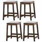 Industrial Square Backless Stool Wooden Footrest Barstool for Living Room Walnut 4 Piece Set Short Stool(18"H) Clearhalo 'Bar Furniture' 'Bar Stools' 'bar_stools' 'furn' 'furn_bar_stools' 'Furniture' 'Kitchen & Dining Furniture' 5569920