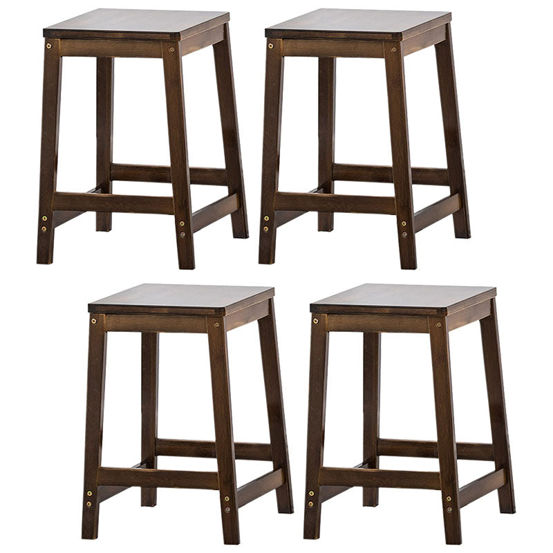 Industrial Square Backless Stool Wooden Footrest Barstool for Living Room Walnut 4 Piece Set Short Stool(18"H) Clearhalo 'Bar Furniture' 'Bar Stools' 'bar_stools' 'furn' 'furn_bar_stools' 'Furniture' 'Kitchen & Dining Furniture' 5569920
