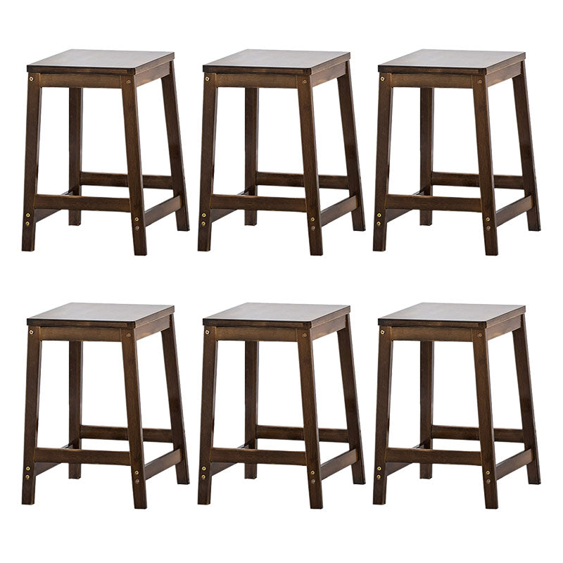 Industrial Square Backless Stool Wooden Footrest Barstool for Living Room Walnut 6 Piece Set Short Stool(18"H) Clearhalo 'Bar Furniture' 'Bar Stools' 'bar_stools' 'furn' 'furn_bar_stools' 'Furniture' 'Kitchen & Dining Furniture' 5569923