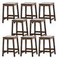 Industrial Square Backless Stool Wooden Footrest Barstool for Living Room Walnut 8 Piece Set Short Stool(18"H) Clearhalo 'Bar Furniture' 'Bar Stools' 'bar_stools' 'furn' 'furn_bar_stools' 'Furniture' 'Kitchen & Dining Furniture' 5569924