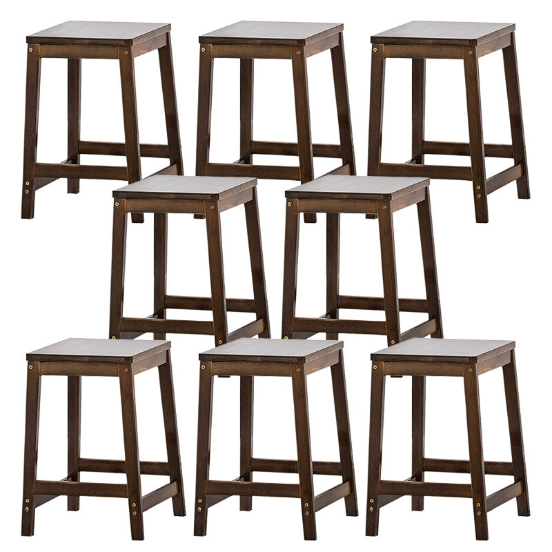 Industrial Square Backless Stool Wooden Footrest Barstool for Living Room Walnut 8 Piece Set Short Stool(18"H) Clearhalo 'Bar Furniture' 'Bar Stools' 'bar_stools' 'furn' 'furn_bar_stools' 'Furniture' 'Kitchen & Dining Furniture' 5569924