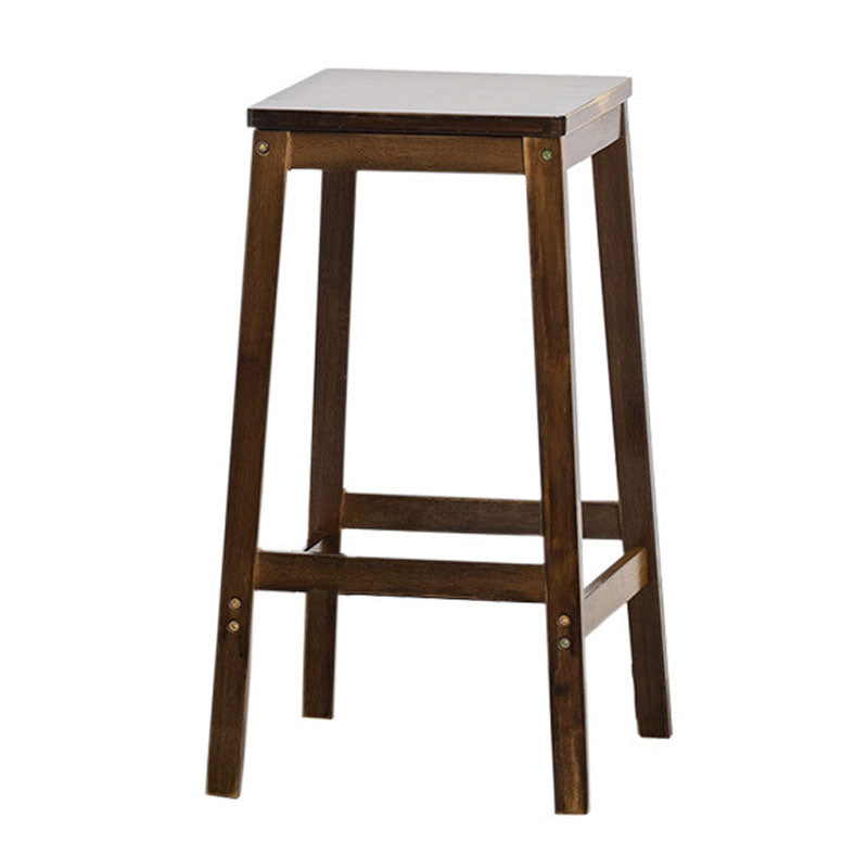 Industrial Square Backless Stool Wooden Footrest Barstool for Living Room Walnut 1 Piece Counter Stool (23.5"H) Clearhalo 'Bar Furniture' 'Bar Stools' 'bar_stools' 'furn' 'furn_bar_stools' 'Furniture' 'Kitchen & Dining Furniture' 5569927