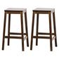 Industrial Square Backless Stool Wooden Footrest Barstool for Living Room Walnut 2 Piece Set Counter Stool (23.5"H) Clearhalo 'Bar Furniture' 'Bar Stools' 'bar_stools' 'furn' 'furn_bar_stools' 'Furniture' 'Kitchen & Dining Furniture' 5569928