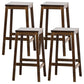 Industrial Square Backless Stool Wooden Footrest Barstool for Living Room Walnut 4 Piece Set Counter Stool (23.5"H) Clearhalo 'Bar Furniture' 'Bar Stools' 'bar_stools' 'furn' 'furn_bar_stools' 'Furniture' 'Kitchen & Dining Furniture' 5569931