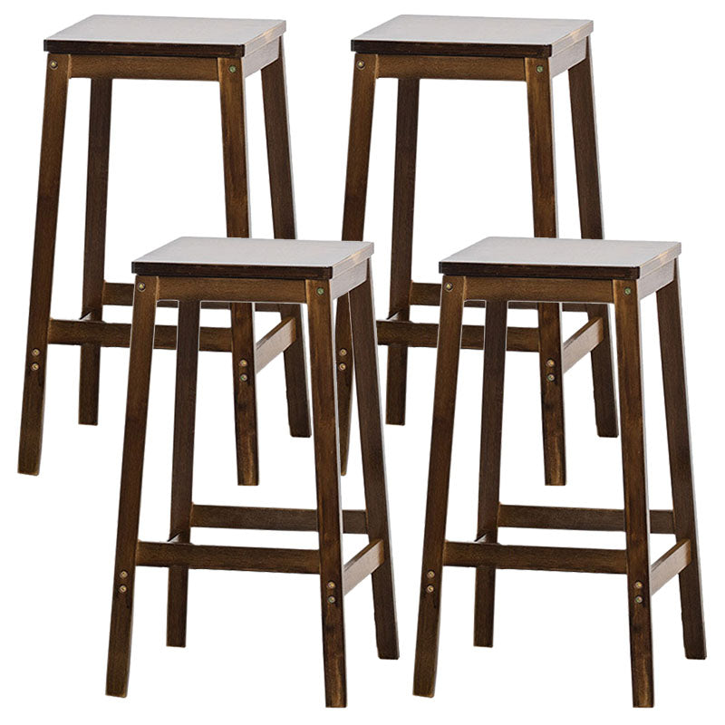 Industrial Square Backless Stool Wooden Footrest Barstool for Living Room Walnut 4 Piece Set Counter Stool (23.5"H) Clearhalo 'Bar Furniture' 'Bar Stools' 'bar_stools' 'furn' 'furn_bar_stools' 'Furniture' 'Kitchen & Dining Furniture' 5569931