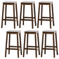 Industrial Square Backless Stool Wooden Footrest Barstool for Living Room Walnut 6 Piece Set Counter Stool (23.5"H) Clearhalo 'Bar Furniture' 'Bar Stools' 'bar_stools' 'furn' 'furn_bar_stools' 'Furniture' 'Kitchen & Dining Furniture' 5569933