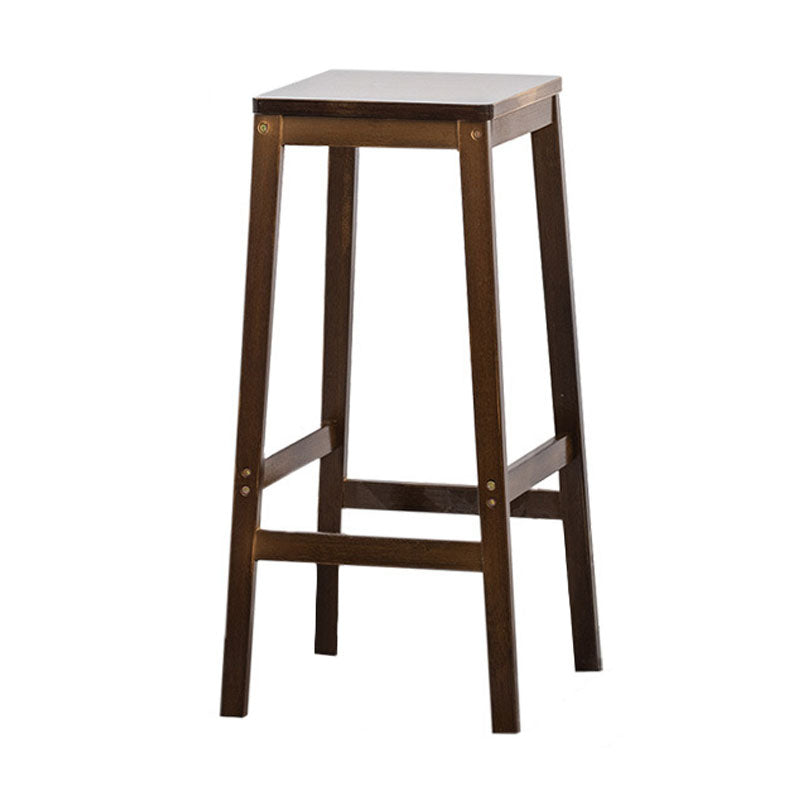 Industrial Square Backless Stool Wooden Footrest Barstool for Living Room Walnut 1 Piece Bar Stool(28"H) Clearhalo 'Bar Furniture' 'Bar Stools' 'bar_stools' 'furn' 'furn_bar_stools' 'Furniture' 'Kitchen & Dining Furniture' 5569936