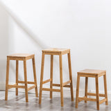 Industrial Square Backless Stool Wooden Footrest Barstool for Living Room
