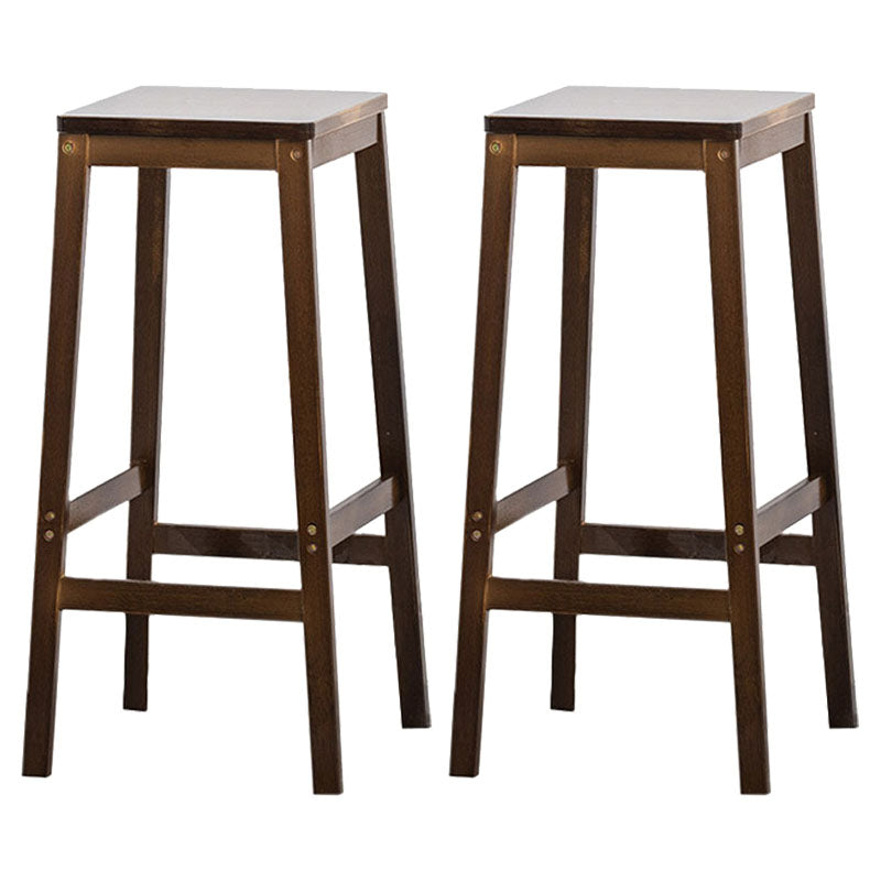 Industrial Square Backless Stool Wooden Footrest Barstool for Living Room Walnut 2 Piece Set Bar Stool(28"H) Clearhalo 'Bar Furniture' 'Bar Stools' 'bar_stools' 'furn' 'furn_bar_stools' 'Furniture' 'Kitchen & Dining Furniture' 5569939