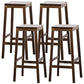 Industrial Square Backless Stool Wooden Footrest Barstool for Living Room Walnut 4 Piece Set Bar Stool(28"H) Clearhalo 'Bar Furniture' 'Bar Stools' 'bar_stools' 'furn' 'furn_bar_stools' 'Furniture' 'Kitchen & Dining Furniture' 5569940