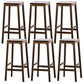 Industrial Square Backless Stool Wooden Footrest Barstool for Living Room Walnut 6 Piece Set Bar Stool(28"H) Clearhalo 'Bar Furniture' 'Bar Stools' 'bar_stools' 'furn' 'furn_bar_stools' 'Furniture' 'Kitchen & Dining Furniture' 5569941
