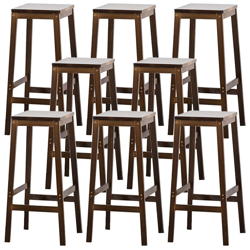 Industrial Square Backless Stool Wooden Footrest Barstool for Living Room Walnut 8 Piece Set Bar Stool(28"H) Clearhalo 'Bar Furniture' 'Bar Stools' 'bar_stools' 'furn' 'furn_bar_stools' 'Furniture' 'Kitchen & Dining Furniture' 5569942