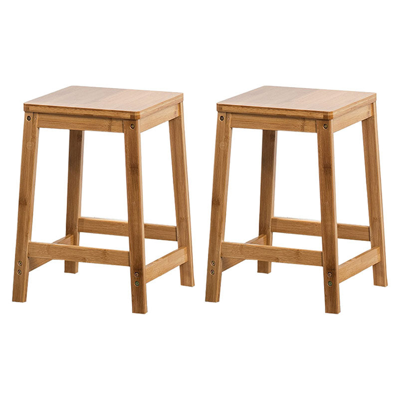 Industrial Square Backless Stool Wooden Footrest Barstool for Living Room Wood 2 Piece Set Short Stool(18"H) Clearhalo 'Bar Furniture' 'Bar Stools' 'bar_stools' 'furn' 'furn_bar_stools' 'Furniture' 'Kitchen & Dining Furniture' 5569944