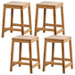 Industrial Square Backless Stool Wooden Footrest Barstool for Living Room Wood 4 Piece Set Short Stool(18"H) Clearhalo 'Bar Furniture' 'Bar Stools' 'bar_stools' 'furn' 'furn_bar_stools' 'Furniture' 'Kitchen & Dining Furniture' 5569945