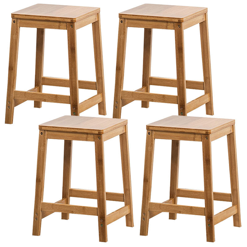 Industrial Square Backless Stool Wooden Footrest Barstool for Living Room Wood 4 Piece Set Short Stool(18"H) Clearhalo 'Bar Furniture' 'Bar Stools' 'bar_stools' 'furn' 'furn_bar_stools' 'Furniture' 'Kitchen & Dining Furniture' 5569945