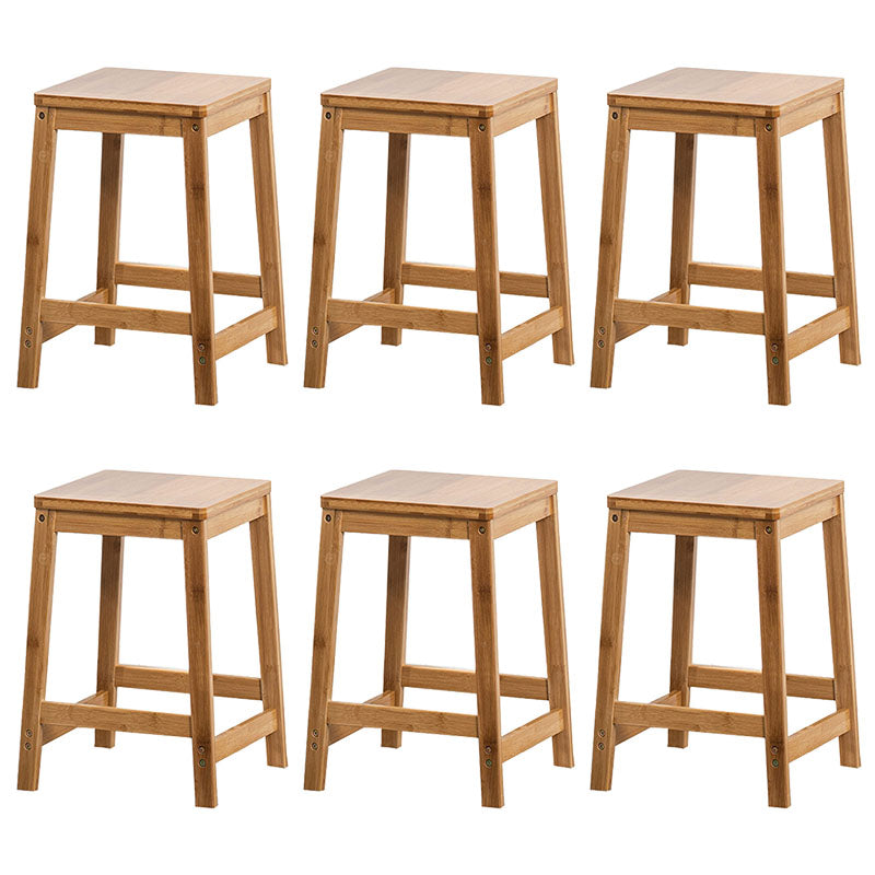 Industrial Square Backless Stool Wooden Footrest Barstool for Living Room Wood 6 Piece Set Short Stool(18"H) Clearhalo 'Bar Furniture' 'Bar Stools' 'bar_stools' 'furn' 'furn_bar_stools' 'Furniture' 'Kitchen & Dining Furniture' 5569946