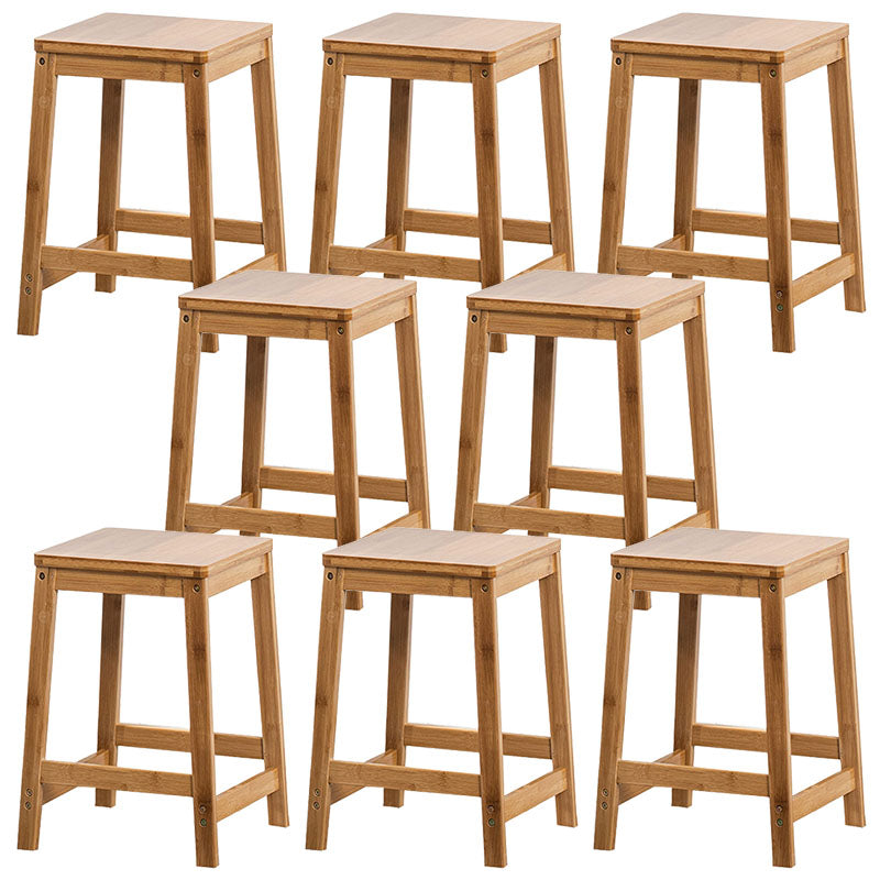 Industrial Square Backless Stool Wooden Footrest Barstool for Living Room Wood 8 Piece Set Short Stool(18"H) Clearhalo 'Bar Furniture' 'Bar Stools' 'bar_stools' 'furn' 'furn_bar_stools' 'Furniture' 'Kitchen & Dining Furniture' 5569947