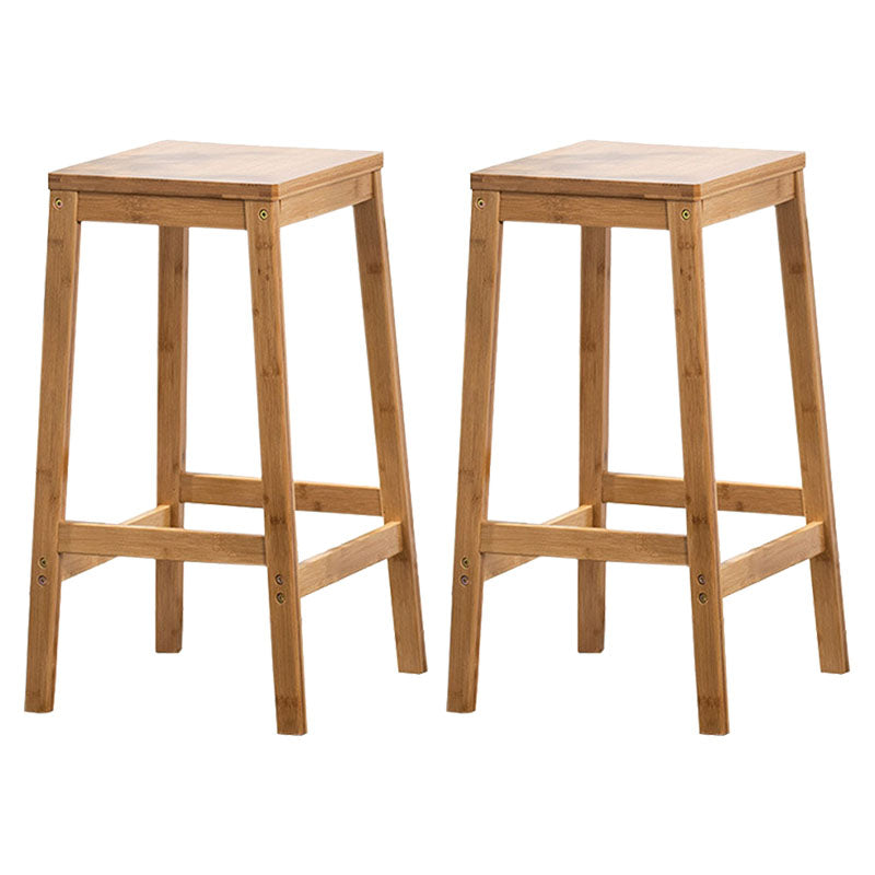 Industrial Square Backless Stool Wooden Footrest Barstool for Living Room Wood 2 Piece Set Counter Stool (23.5"H) Clearhalo 'Bar Furniture' 'Bar Stools' 'bar_stools' 'furn' 'furn_bar_stools' 'Furniture' 'Kitchen & Dining Furniture' 5569949