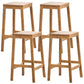 Industrial Square Backless Stool Wooden Footrest Barstool for Living Room Wood 4 Piece Set Counter Stool (23.5"H) Clearhalo 'Bar Furniture' 'Bar Stools' 'bar_stools' 'furn' 'furn_bar_stools' 'Furniture' 'Kitchen & Dining Furniture' 5569950