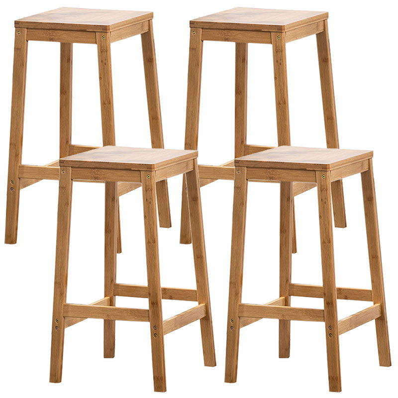 Industrial Square Backless Stool Wooden Footrest Barstool for Living Room Wood 4 Piece Set Counter Stool (23.5"H) Clearhalo 'Bar Furniture' 'Bar Stools' 'bar_stools' 'furn' 'furn_bar_stools' 'Furniture' 'Kitchen & Dining Furniture' 5569950