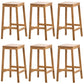 Industrial Square Backless Stool Wooden Footrest Barstool for Living Room Wood 6 Piece Set Counter Stool (23.5"H) Clearhalo 'Bar Furniture' 'Bar Stools' 'bar_stools' 'furn' 'furn_bar_stools' 'Furniture' 'Kitchen & Dining Furniture' 5569951