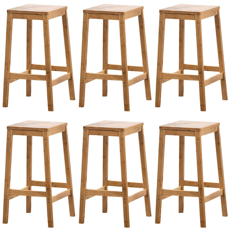 Industrial Square Backless Stool Wooden Footrest Barstool for Living Room Wood 6 Piece Set Counter Stool (23.5"H) Clearhalo 'Bar Furniture' 'Bar Stools' 'bar_stools' 'furn' 'furn_bar_stools' 'Furniture' 'Kitchen & Dining Furniture' 5569951