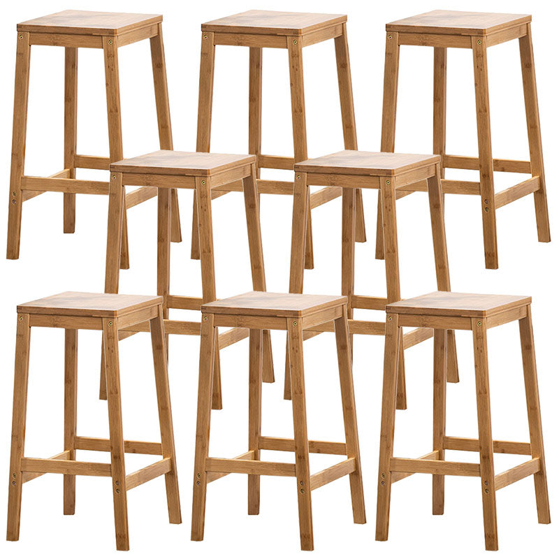 Industrial Square Backless Stool Wooden Footrest Barstool for Living Room Wood 8 Piece Set Counter Stool (23.5"H) Clearhalo 'Bar Furniture' 'Bar Stools' 'bar_stools' 'furn' 'furn_bar_stools' 'Furniture' 'Kitchen & Dining Furniture' 5569952