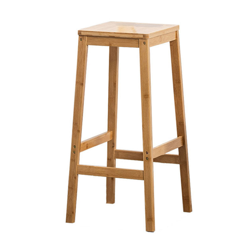 Industrial Square Backless Stool Wooden Footrest Barstool for Living Room Wood 1 Piece Bar Stool(28"H) Clearhalo 'Bar Furniture' 'Bar Stools' 'bar_stools' 'furn' 'furn_bar_stools' 'Furniture' 'Kitchen & Dining Furniture' 5569953