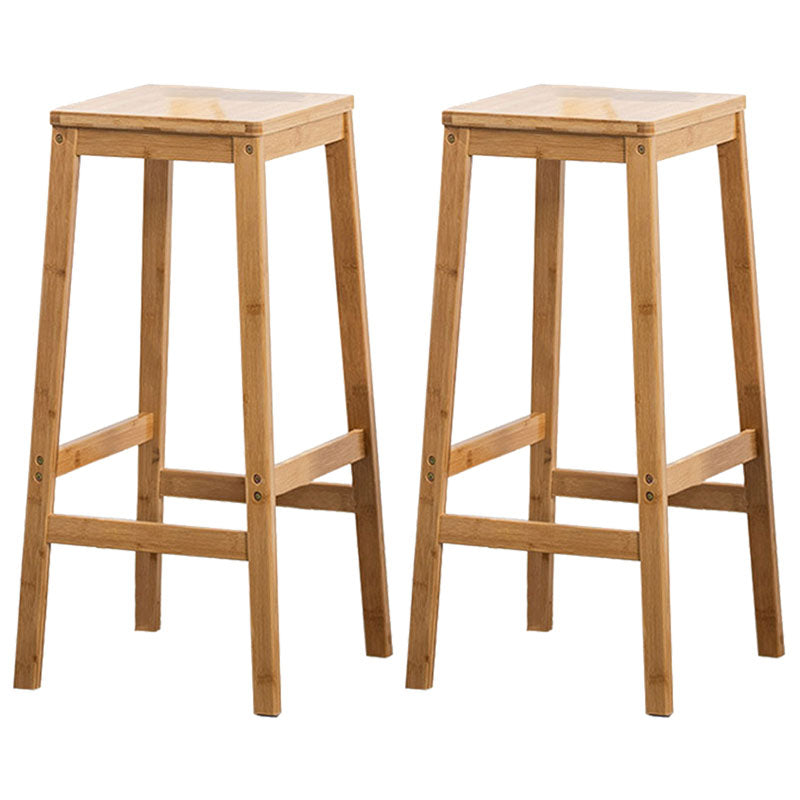 Industrial Square Backless Stool Wooden Footrest Barstool for Living Room Wood 2 Piece Set Bar Stool(28"H) Clearhalo 'Bar Furniture' 'Bar Stools' 'bar_stools' 'furn' 'furn_bar_stools' 'Furniture' 'Kitchen & Dining Furniture' 5569954