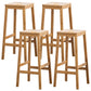 Industrial Square Backless Stool Wooden Footrest Barstool for Living Room Wood 4 Piece Set Bar Stool(28"H) Clearhalo 'Bar Furniture' 'Bar Stools' 'bar_stools' 'furn' 'furn_bar_stools' 'Furniture' 'Kitchen & Dining Furniture' 5569955
