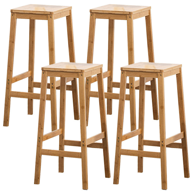 Industrial Square Backless Stool Wooden Footrest Barstool for Living Room Wood 4 Piece Set Bar Stool(28"H) Clearhalo 'Bar Furniture' 'Bar Stools' 'bar_stools' 'furn' 'furn_bar_stools' 'Furniture' 'Kitchen & Dining Furniture' 5569955