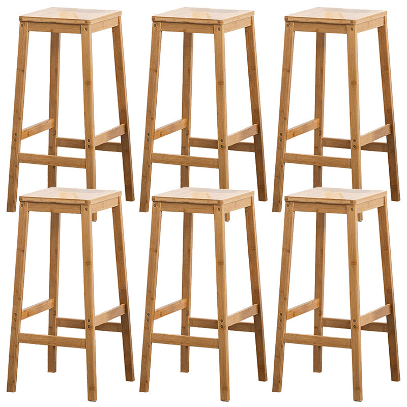 Industrial Square Backless Stool Wooden Footrest Barstool for Living Room Wood 6 Piece Set Bar Stool(28"H) Clearhalo 'Bar Furniture' 'Bar Stools' 'bar_stools' 'furn' 'furn_bar_stools' 'Furniture' 'Kitchen & Dining Furniture' 5569956