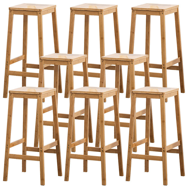Industrial Square Backless Stool Wooden Footrest Barstool for Living Room Wood 8 Piece Set Bar Stool(28"H) Clearhalo 'Bar Furniture' 'Bar Stools' 'bar_stools' 'furn' 'furn_bar_stools' 'Furniture' 'Kitchen & Dining Furniture' 5569957