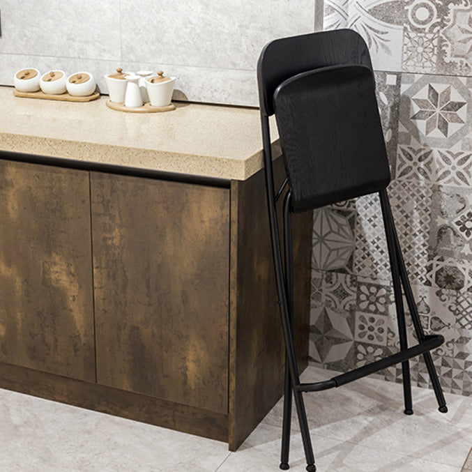 Industrial Folding Wood Stool Backrest Counter Stool for Restaurant Clearhalo 'Bar Furniture' 'Bar Stools' 'bar_stools' 'furn' 'furn_bar_stools' 'Furniture' 'Kitchen & Dining Furniture' 5569977