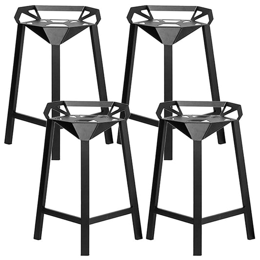 Industrial Low Back Bar Stool Metal Counter Height Stool in Black 4 Piece Set Counter Stool(26"H)