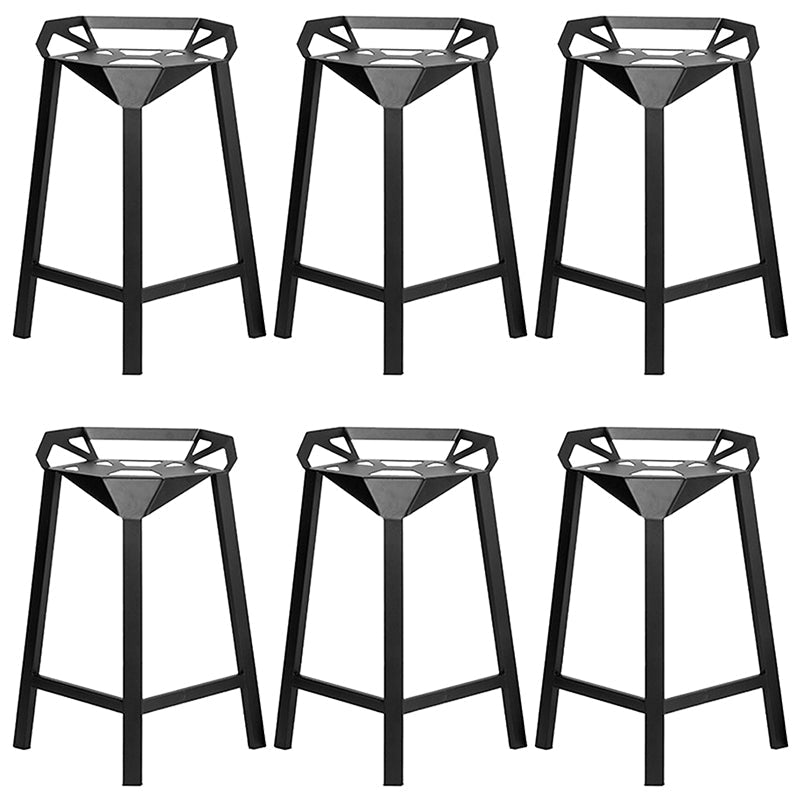 Industrial Low Back Bar Stool Metal Counter Height Stool in Black 6 Piece Set Counter Stool(26"H) Clearhalo 'Bar Furniture' 'Bar Stools' 'bar_stools' 'furn' 'furn_bar_stools' 'Furniture' 'Kitchen & Dining Furniture' 5569984