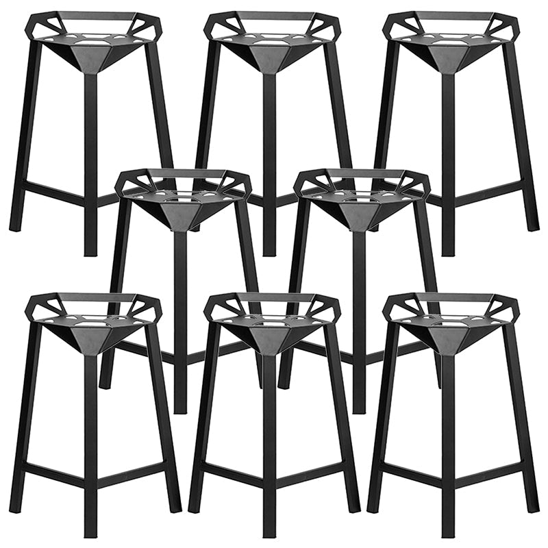 Industrial Low Back Bar Stool Metal Counter Height Stool in Black 8 Piece Set Counter Stool(26"H) Clearhalo 'Bar Furniture' 'Bar Stools' 'bar_stools' 'furn' 'furn_bar_stools' 'Furniture' 'Kitchen & Dining Furniture' 5569986
