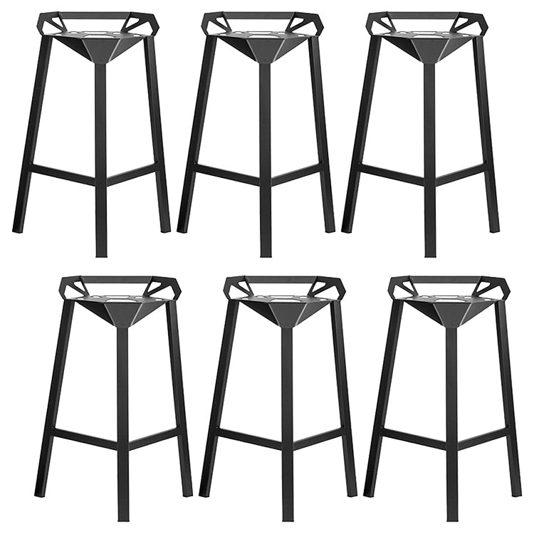 Industrial Low Back Bar Stool Metal Counter Height Stool in Black 6 Piece Set Bar Stool(30"H) Clearhalo 'Bar Furniture' 'Bar Stools' 'bar_stools' 'furn' 'furn_bar_stools' 'Furniture' 'Kitchen & Dining Furniture' 5569990
