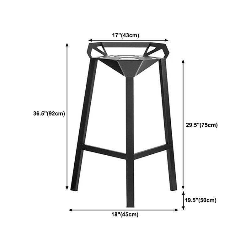 Industrial Low Back Bar Stool Metal Counter Height Stool in Black Clearhalo 'Bar Furniture' 'Bar Stools' 'bar_stools' 'furn' 'furn_bar_stools' 'Furniture' 'Kitchen & Dining Furniture' 5569999